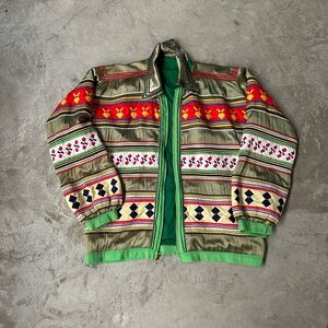 Vintage Seminole First Nations indigenous native rick rack quilted jacket green